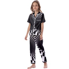 3d Optical Illusion, Dark Hole, Funny Effect Kids  Satin Short Sleeve Pajamas Set