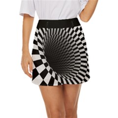 3d Optical Illusion, Dark Hole, Funny Effect Mini Front Wrap Skirt