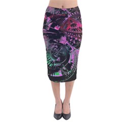 Doppler Ultrasound Velvet Midi Pencil Skirt by MRNStudios