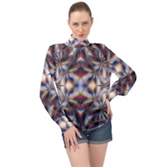 Diamonds And Flowers High Neck Long Sleeve Chiffon Top by MRNStudios