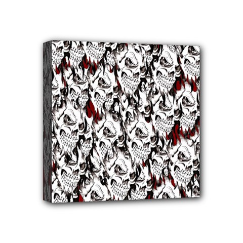 Demonic Skulls Pattern, Spooky Horror, Halloween Theme Mini Canvas 4  X 4  (stretched)