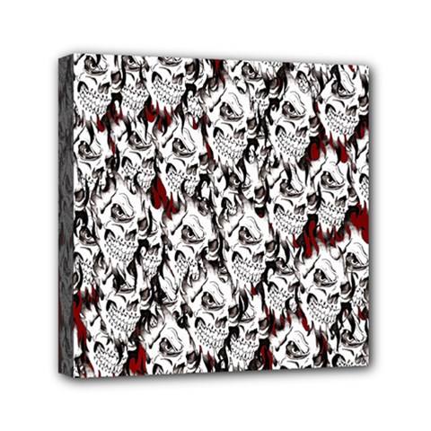 Demonic Skulls Pattern, Spooky Horror, Halloween Theme Mini Canvas 6  X 6  (stretched)