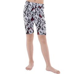 Demonic Skulls Pattern, Spooky Horror, Halloween Theme Kids  Mid Length Swim Shorts