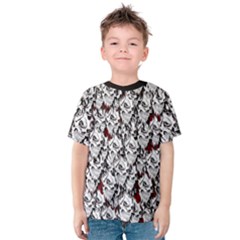 Demonic Skulls Pattern, Spooky Horror, Halloween Theme Kids  Cotton Tee