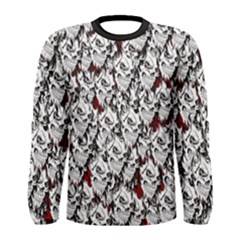 Demonic Skulls Pattern, Spooky Horror, Halloween Theme Men s Long Sleeve Tee