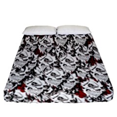 Demonic Skulls Pattern, Spooky Horror, Halloween Theme Fitted Sheet (queen Size)