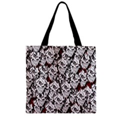 Demonic Skulls Pattern, Spooky Horror, Halloween Theme Zipper Grocery Tote Bag