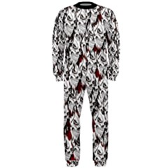 Demonic Skulls Pattern, Spooky Horror, Halloween Theme Onepiece Jumpsuit (men)