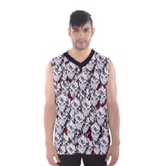 Demonic Skulls Pattern, Spooky Horror, Halloween Theme Men s Basketball Tank Top