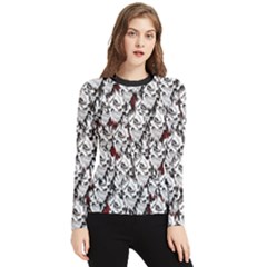 Demonic Skulls Pattern, Spooky Horror, Halloween Theme Women s Long Sleeve Rash Guard by Casemiro