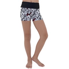 Demonic Skulls Pattern, Spooky Horror, Halloween Theme Kids  Lightweight Velour Yoga Shorts by Casemiro