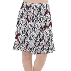 Demonic Skulls Pattern, Spooky Horror, Halloween Theme Fishtail Chiffon Skirt