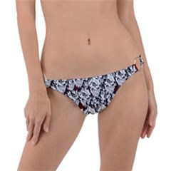 Demonic Skulls Pattern, Spooky Horror, Halloween Theme Ring Detail Bikini Bottom