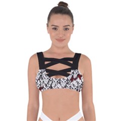 Demonic Skulls Pattern, Spooky Horror, Halloween Theme Bandaged Up Bikini Top