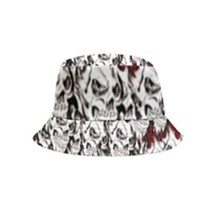 Demonic Skulls Pattern, Spooky Horror, Halloween Theme Inside Out Bucket Hat (kids) by Casemiro