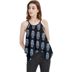 Skulls, Demonic Skull Pattern, Frida Kahlo Stylised Flowy Camisole Tank Top by Casemiro