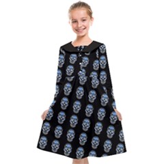 Skulls, Demonic Skull Pattern, Frida Kahlo Stylised Kids  Midi Sailor Dress by Casemiro