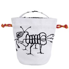 Fantasy Weird Insect Drawing Drawstring Bucket Bag by dflcprintsclothing