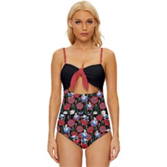 Alice In Wonderland Flower Knot Front One-piece Swimsuit