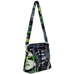 Dubstep Alien Zipper Messenger Bag by MRNStudios