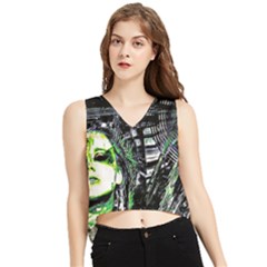 Dubstep Alien V-neck Cropped Tank Top by MRNStudios