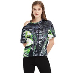 Dubstep Alien One Shoulder Cut Out Tee by MRNStudios