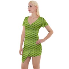 Limeblack  Abstract Print Short Sleeve Asymmetric Mini Dress by SeaworthyClothing