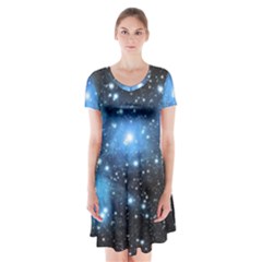 Pleiades (m45) Short Sleeve V-neck Flare Dress