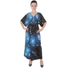 Pleiades (m45) V-neck Boho Style Maxi Dress by idjy