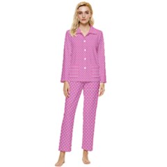 Pink White Abstract Print Womens  Long Sleeve Velvet Pocket Pajamas Set by SeaworthyClothing