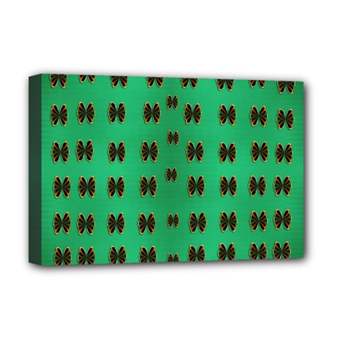 Butterflies In Fresh Green Environment Deluxe Canvas 18  X 12  (stretched) by pepitasart