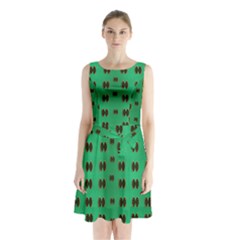 Butterflies In Fresh Green Environment Sleeveless Waist Tie Chiffon Dress by pepitasart