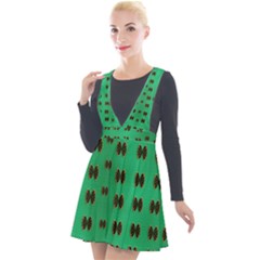 Butterflies In Fresh Green Environment Plunge Pinafore Velour Dress by pepitasart