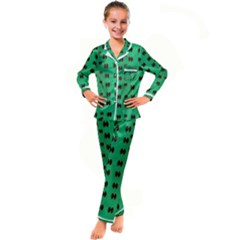 Butterflies In Fresh Green Environment Kid s Satin Long Sleeve Pajamas Set by pepitasart