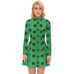 Butterflies In Fresh Green Environment Long Sleeve Velour Longline Dress by pepitasart