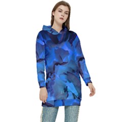 Peony In Blue Women s Long Oversized Pullover Hoodie by LavishWithLove