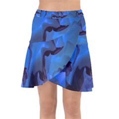 Peony In Blue Wrap Front Skirt