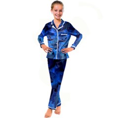 Peony In Blue Kid s Satin Long Sleeve Pajamas Set by LavishWithLove