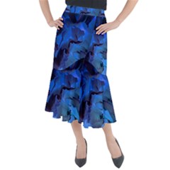 Peony In Blue Midi Mermaid Skirt by LavishWithLove