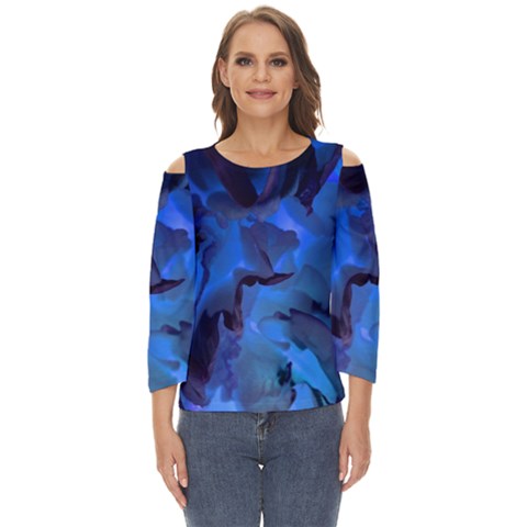 Peony In Blue Cut Out Wide Sleeve Top by LavishWithLove