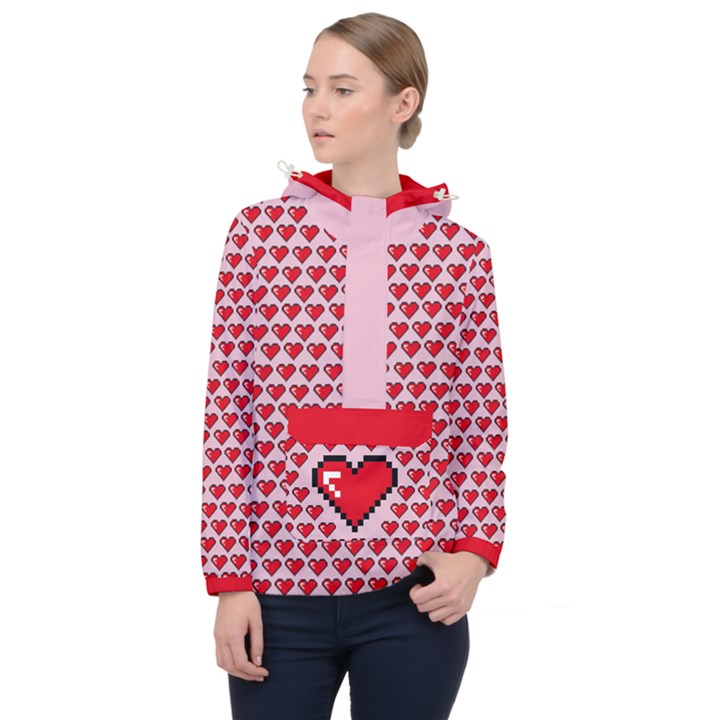 Love heart 2 Women s Front Pocket Pullover Windbreaker