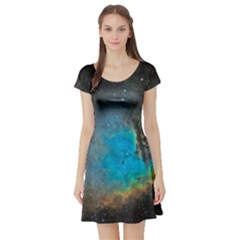 Pacman Nebula (ngc281) Short Sleeve Skater Dress