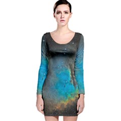Pacman Nebula (ngc281) Long Sleeve Velvet Bodycon Dress