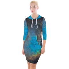 Pacman Nebula (ngc281) Quarter Sleeve Hood Bodycon Dress