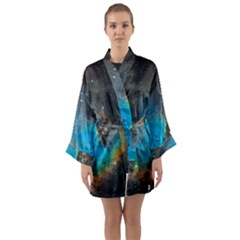 Pacman Nebula (ngc281) Long Sleeve Satin Kimono