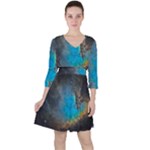 Pacman Nebula (NGC281) Quarter Sleeve Ruffle Waist Dress