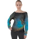 Pacman Nebula (NGC281) Off Shoulder Long Sleeve Velour Top