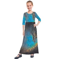 Pacman Nebula (ngc281) Kids  Quarter Sleeve Maxi Dress