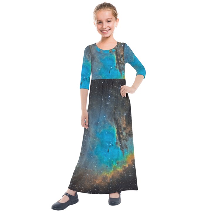 Pacman Nebula (NGC281) Kids  Quarter Sleeve Maxi Dress