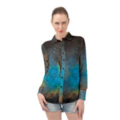 Pacman Nebula (ngc281) Long Sleeve Chiffon Shirt